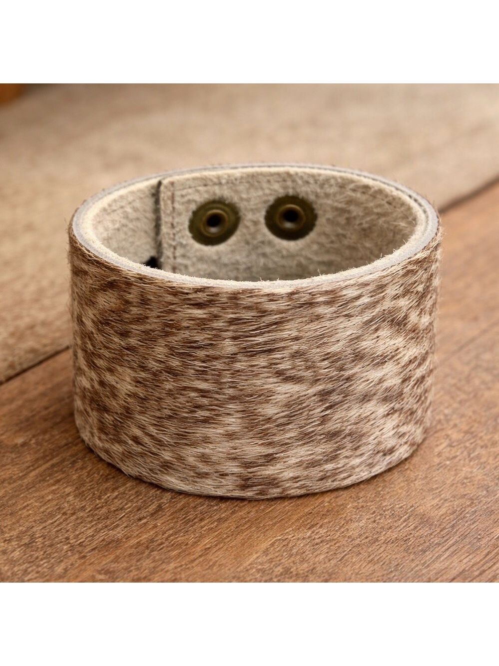 Western Boho Hide Cuff Bracelet with small money pocket